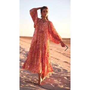 Talisman Sabrina Midi Dress Relaxed Oversized Bohemian Bonfire Size L NEW Boho